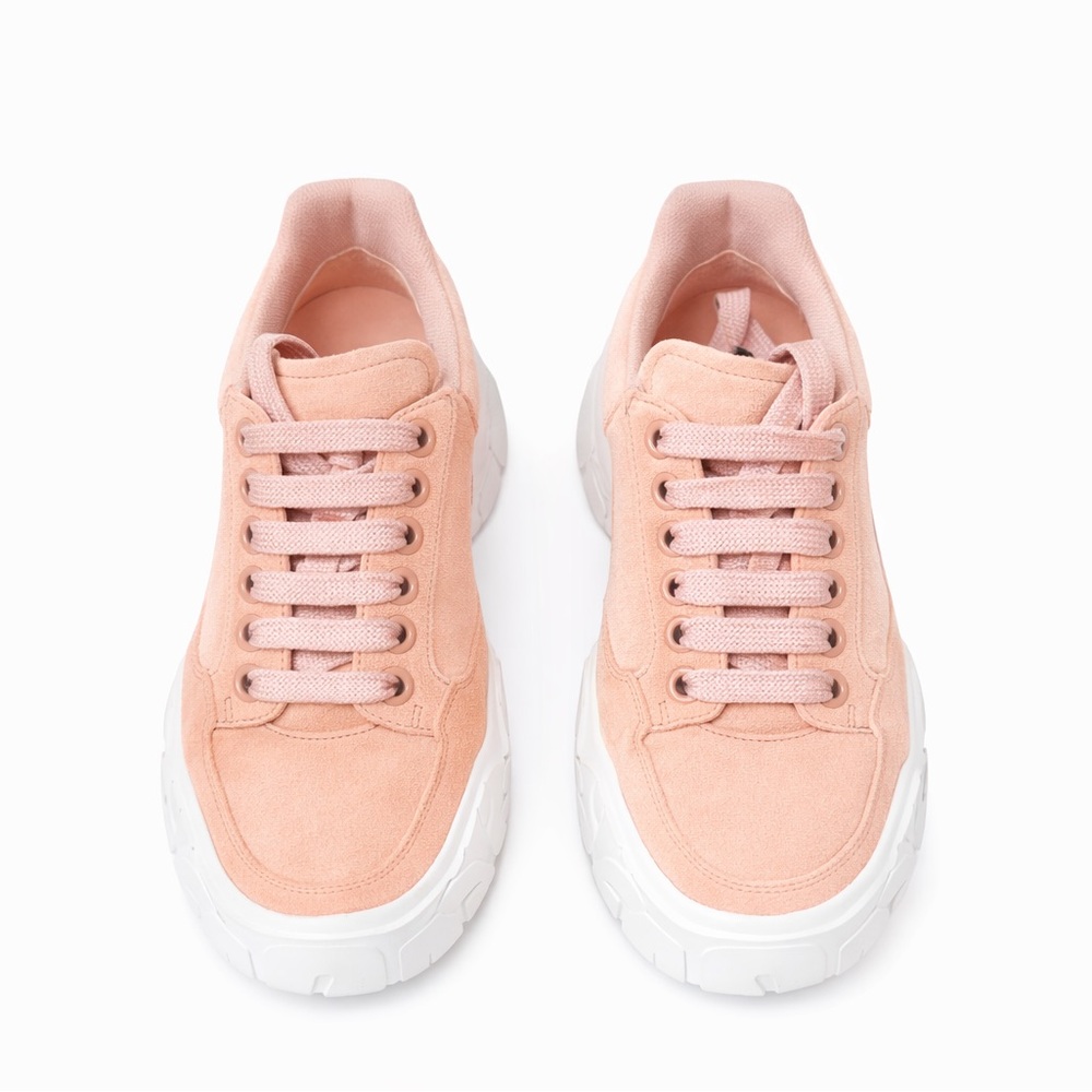 Alexander McQueen Blush Suede Oversized Sneakers – Made in Italy Sz 38 - Picture 2 of 12